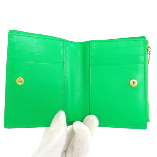 BOTTEGAVENETA Bifold Wallet leather green MAXI INTRECCIATO