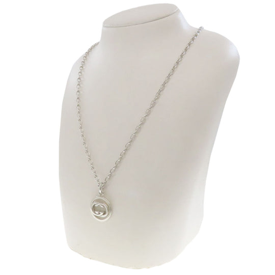 GUCCI Necklace SV Silver Interlocking G Women Used Authentic