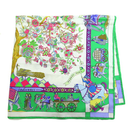HERMES scarf silk green Carre90 Dazzling India