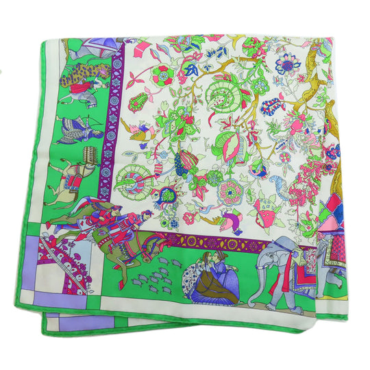 HERMES scarf silk green Carre90 Dazzling India