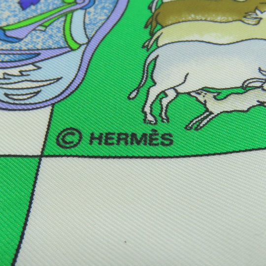 HERMES scarf silk green Carre90 Dazzling India