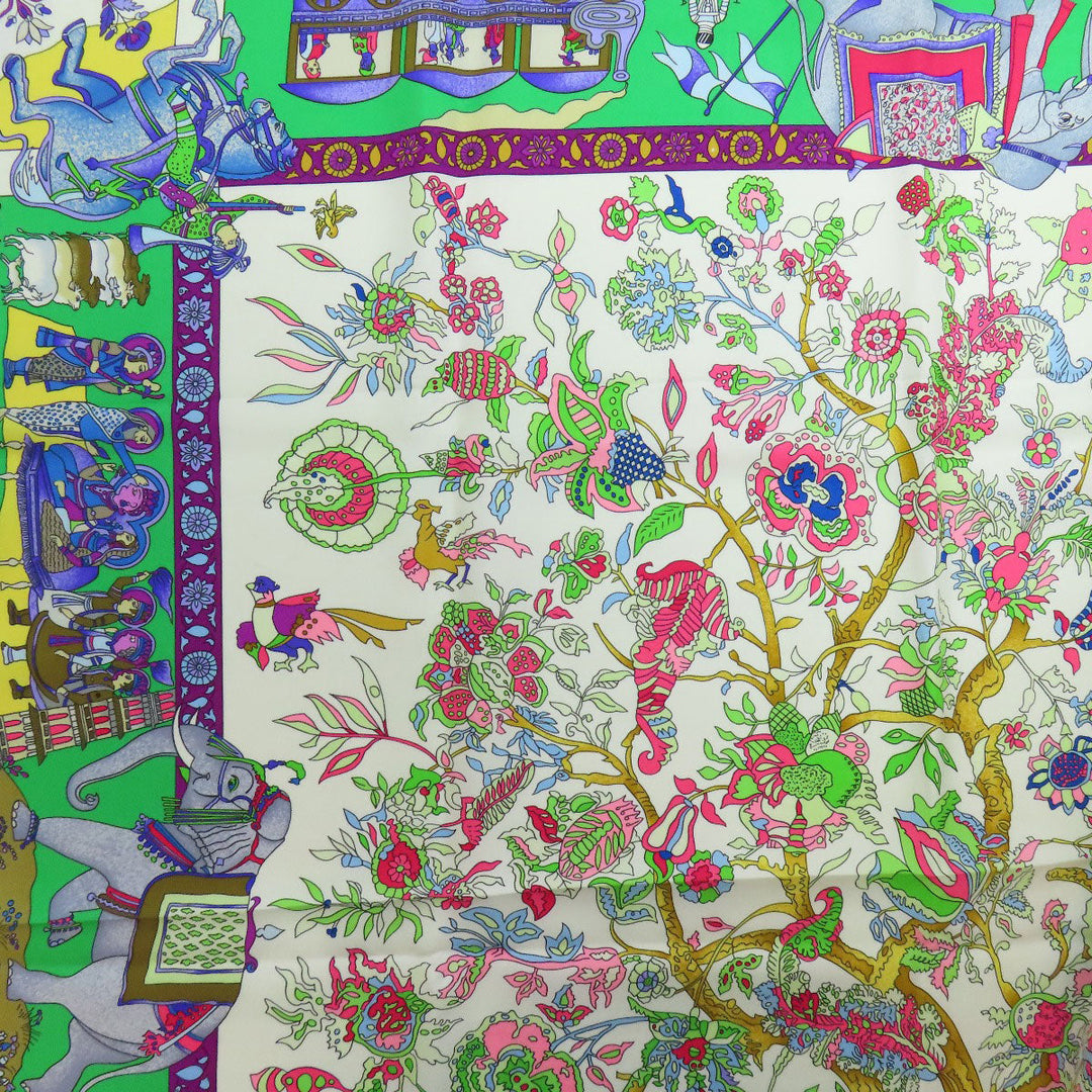 HERMES scarf silk green Carre90 Dazzling India