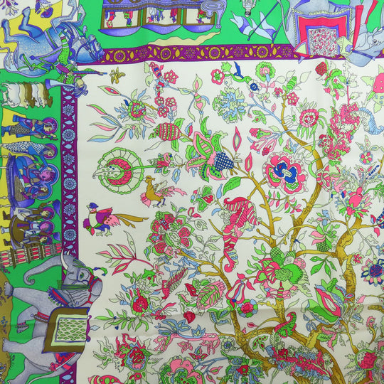 HERMES scarf silk green Carre90 Dazzling India