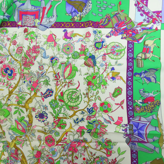 HERMES scarf silk green Carre90 Dazzling India