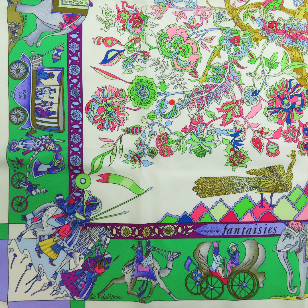 HERMES scarf silk green Carre90 Dazzling India
