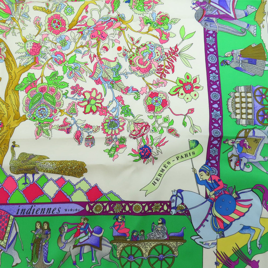 HERMES scarf silk green Carre90 Dazzling India