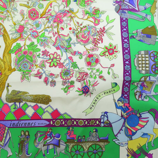 HERMES scarf silk green Carre90 Dazzling India