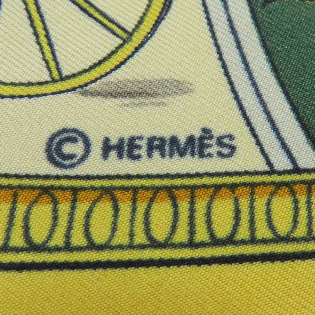 HERMES scarf silk yellow Carre90 Wonderful Steam Engine