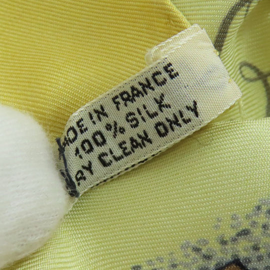 HERMES scarf silk yellow Carre90 Wonderful Steam Engine