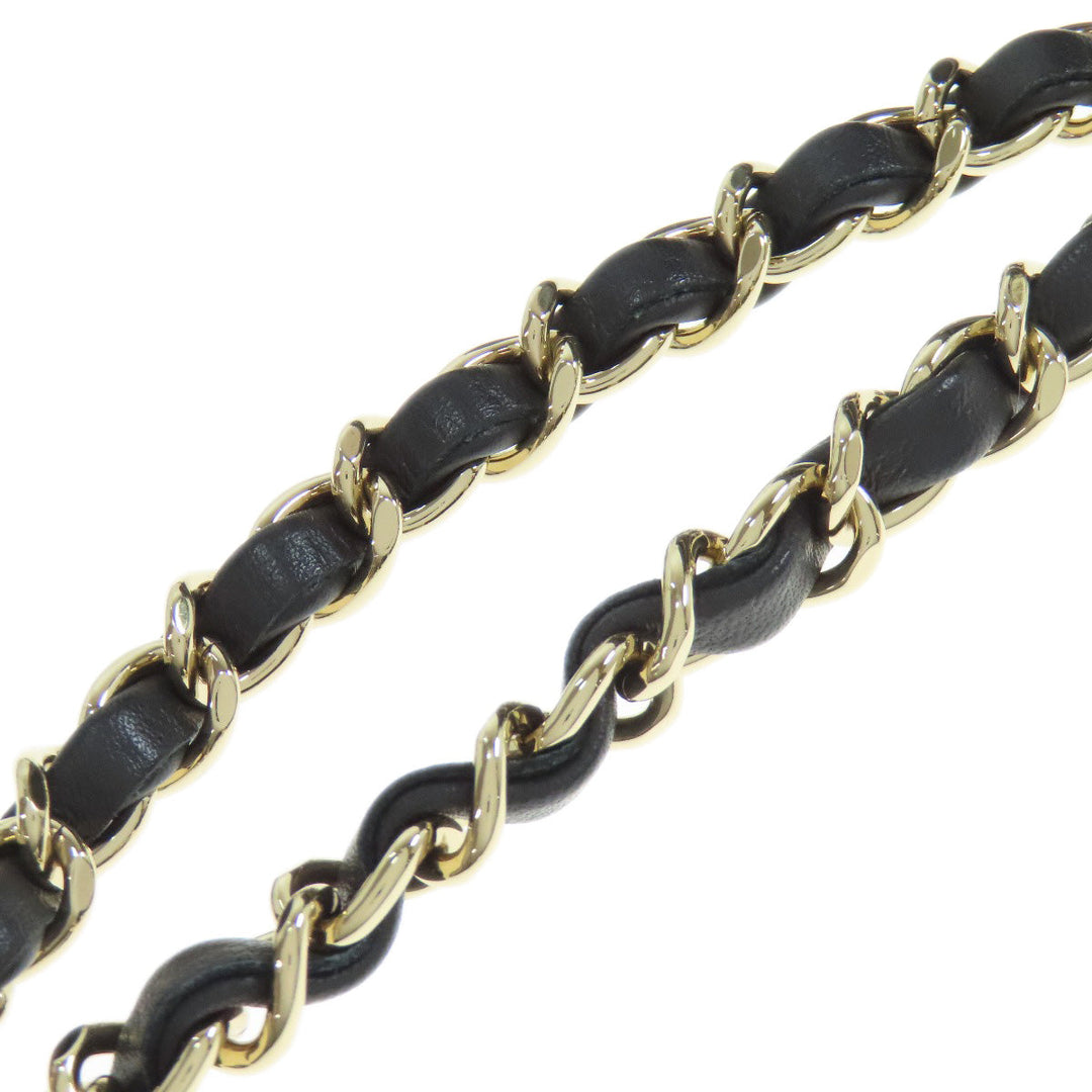 CHANEL Shoulder Bag lambskin black Matelasse Gold Metal Women Used Authentic