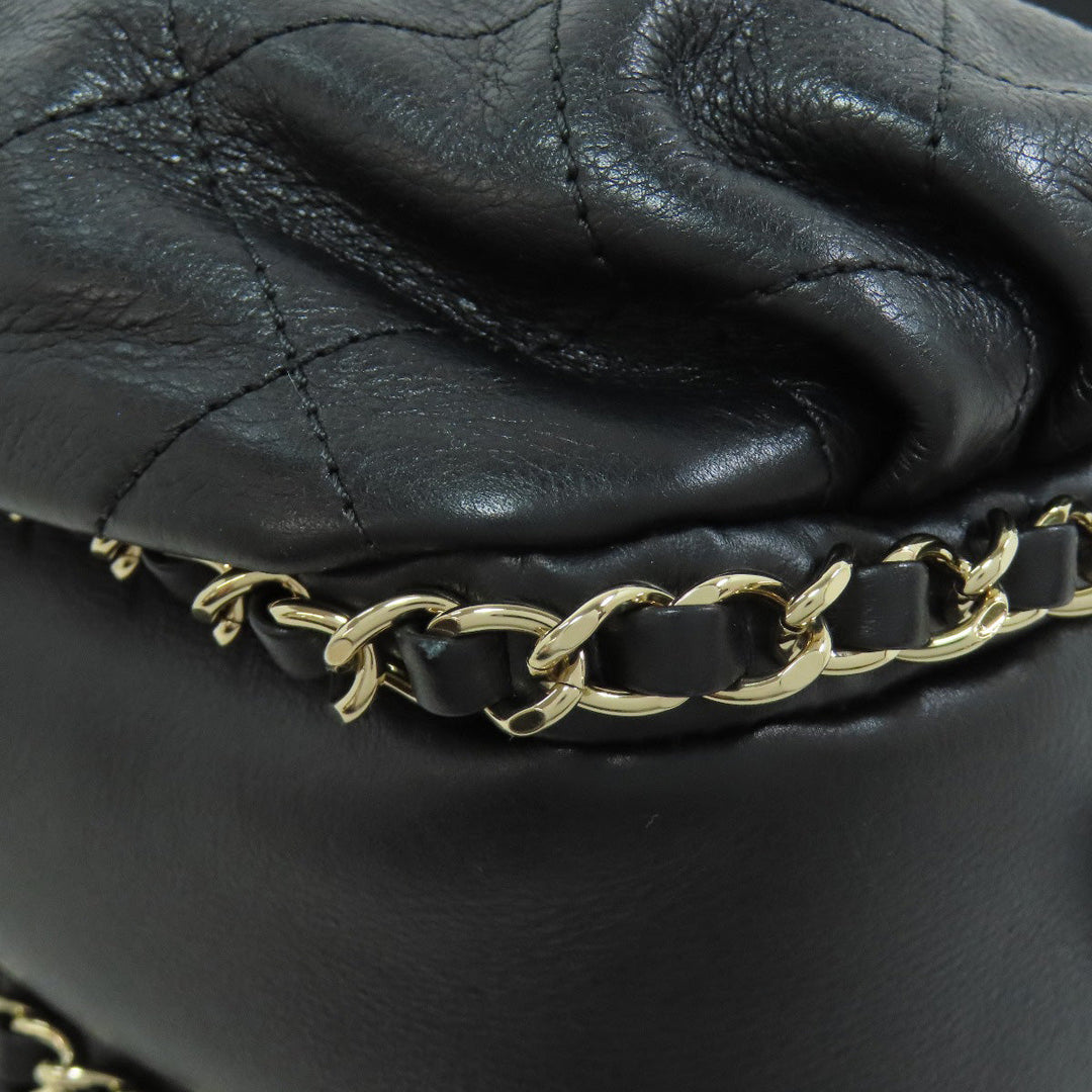 CHANEL Shoulder Bag lambskin black Matelasse Gold Metal Women Used Authentic