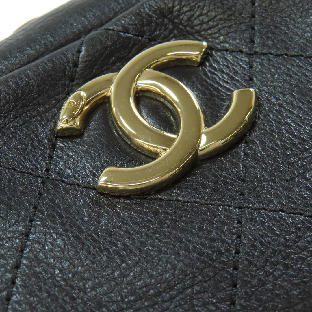 CHANEL Shoulder Bag lambskin black Matelasse Gold Metal Women Used Authentic