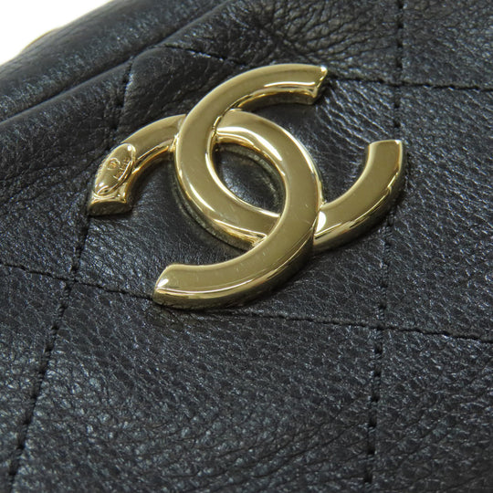 CHANEL Shoulder Bag lambskin black Matelasse Gold Metal Women Used Authentic
