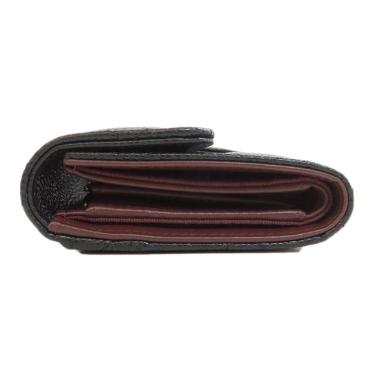 CHANEL Bifold Wallet Grained Calfskin Skin black Tri-fold Wallet Matelasse Gold Metal