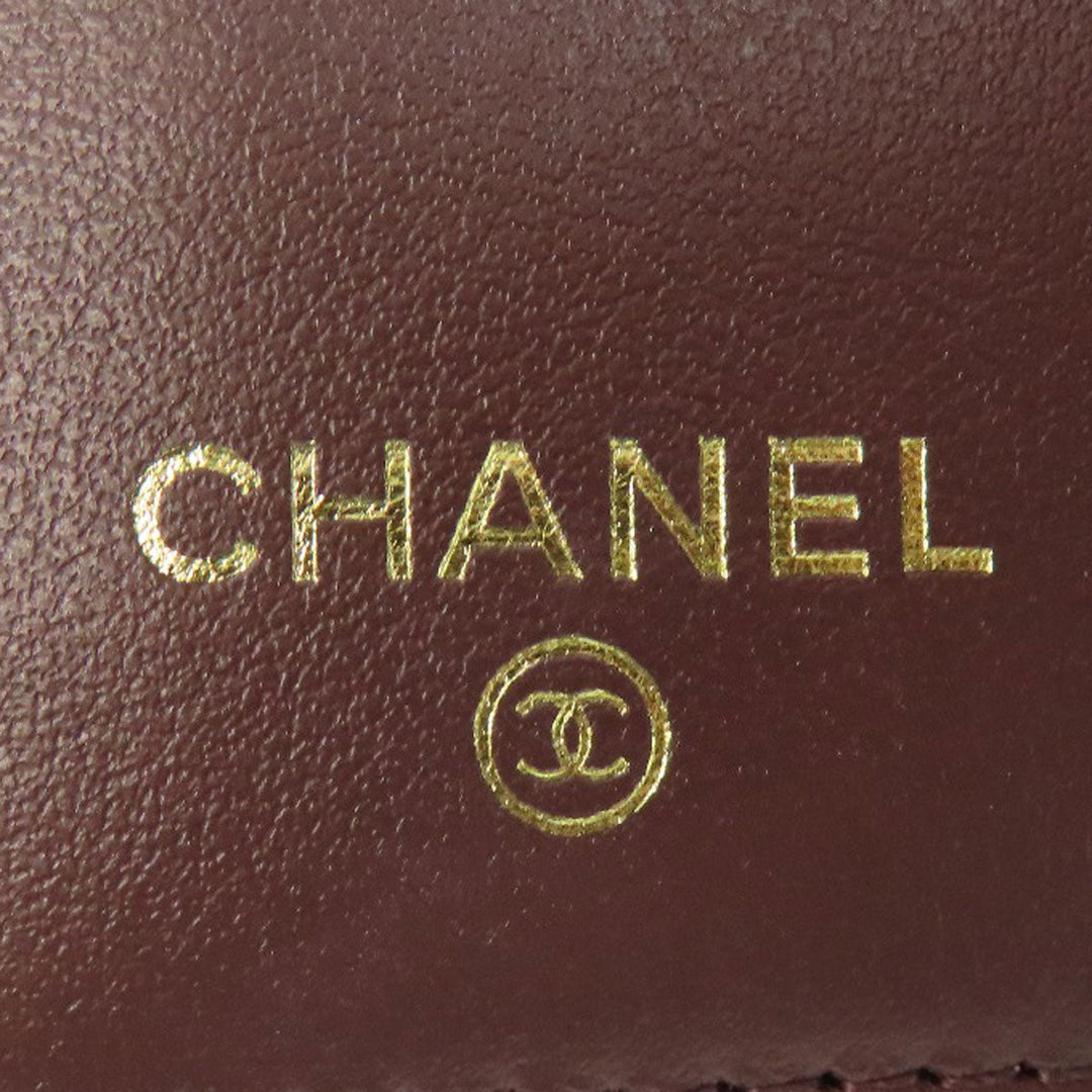 CHANEL Bifold Wallet Grained Calfskin Skin black Tri-fold Wallet Matelasse Gold Metal