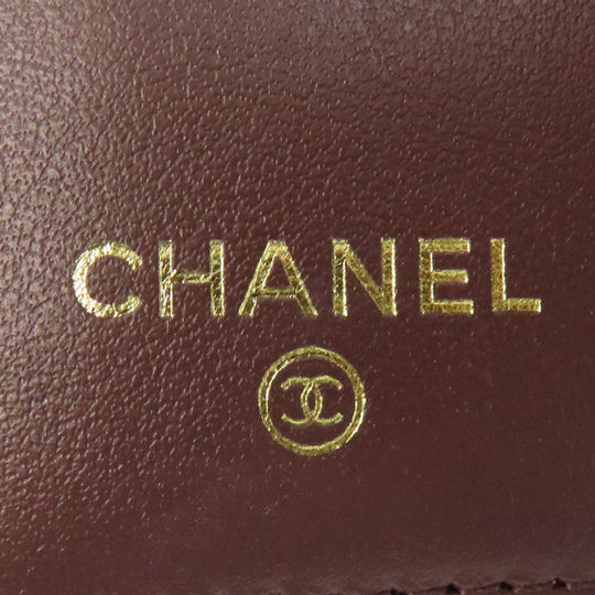 CHANEL Bifold Wallet Grained Calfskin Skin black Tri-fold Wallet Matelasse Gold Metal