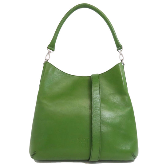 HIROFU Shoulder Bag leather green one belt 2WAY Women Used Authentic