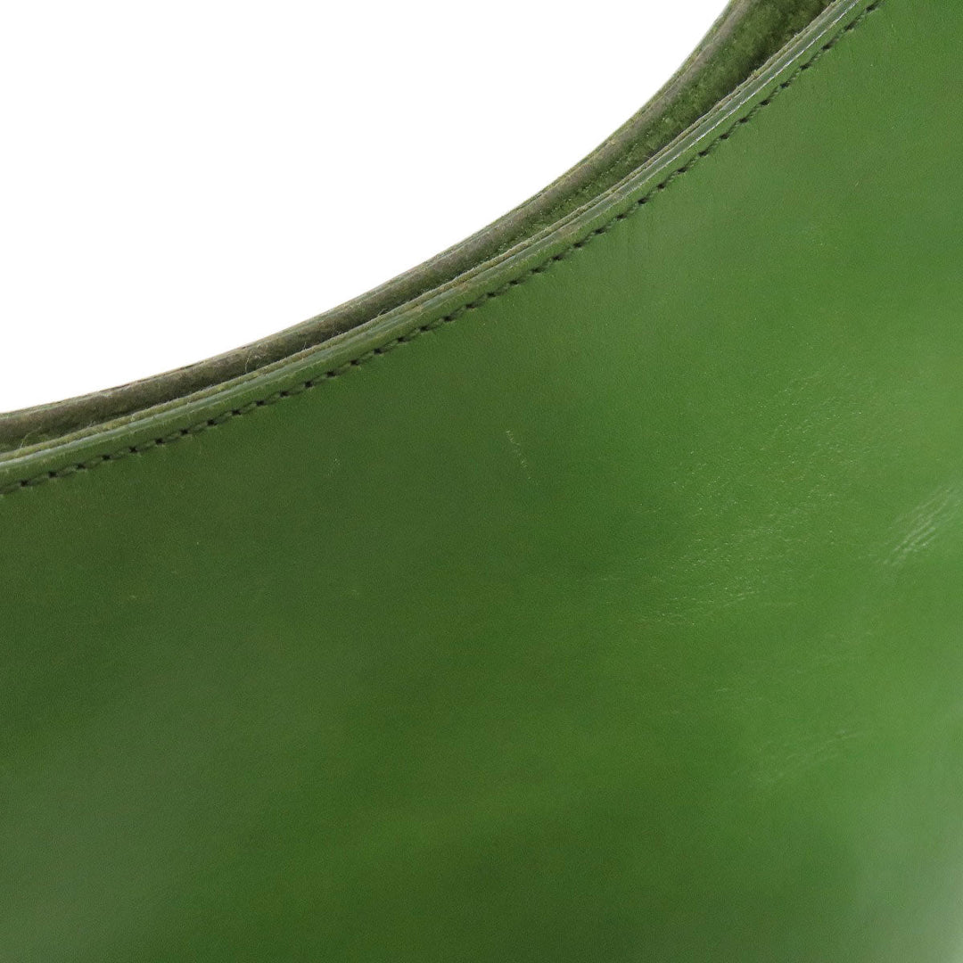 HIROFU Shoulder Bag leather green one belt 2WAY Women Used Authentic