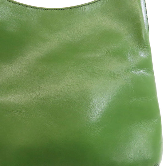 HIROFU Shoulder Bag leather green one belt 2WAY Women Used Authentic