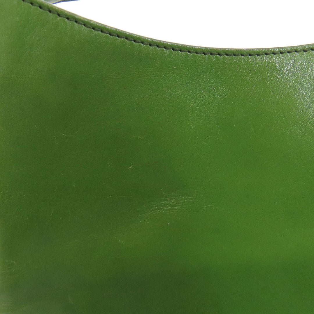 HIROFU Shoulder Bag leather green one belt 2WAY Women Used Authentic