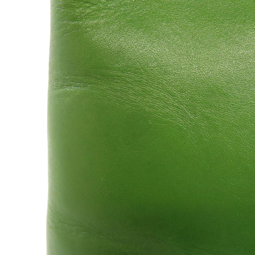 HIROFU Shoulder Bag leather green one belt 2WAY Women Used Authentic