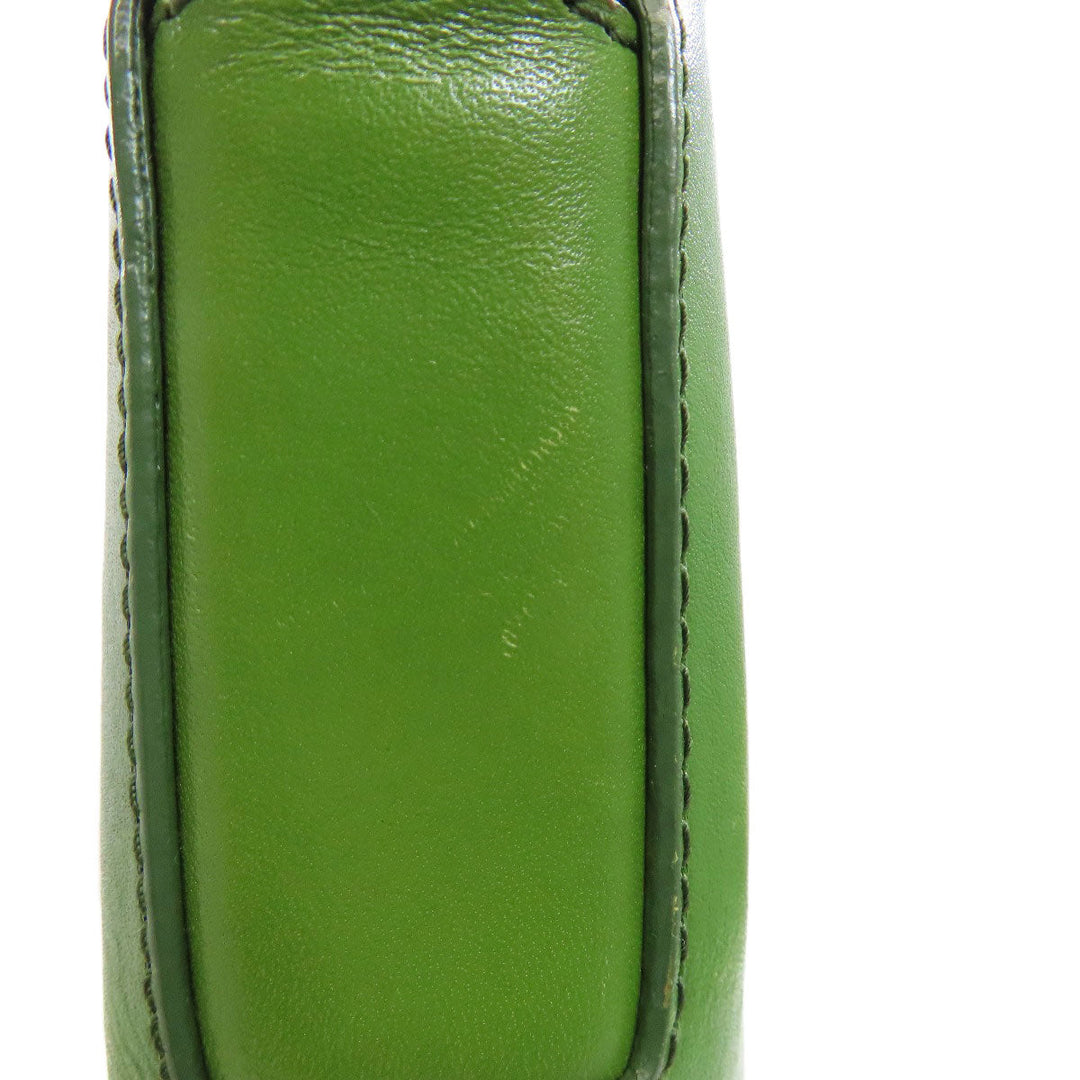 HIROFU Shoulder Bag leather green one belt 2WAY Women Used Authentic