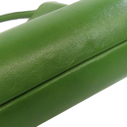 HIROFU Shoulder Bag leather green one belt 2WAY Women Used Authentic