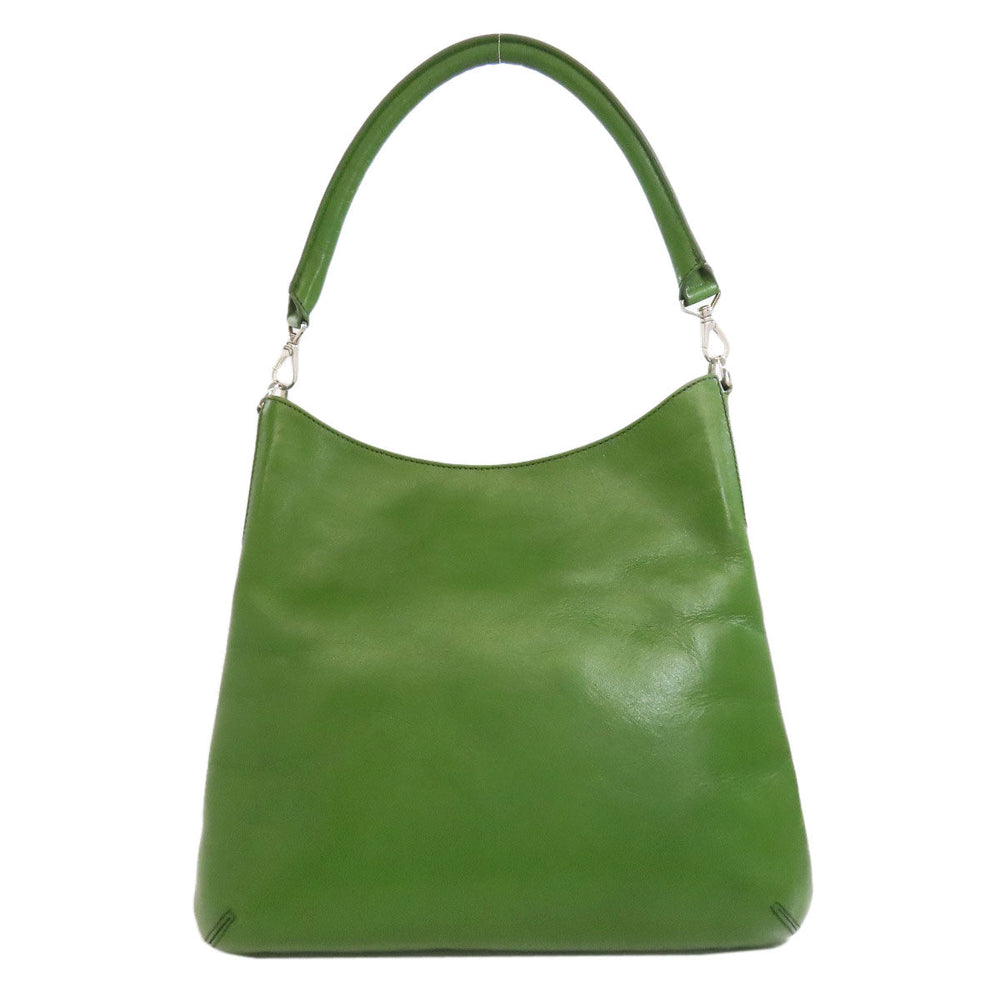 HIROFU Shoulder Bag leather green one belt 2WAY Women Used Authentic