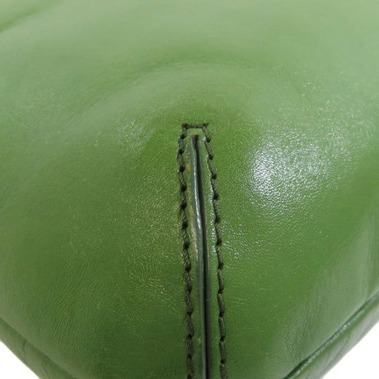 HIROFU Shoulder Bag leather green one belt 2WAY Women Used Authentic