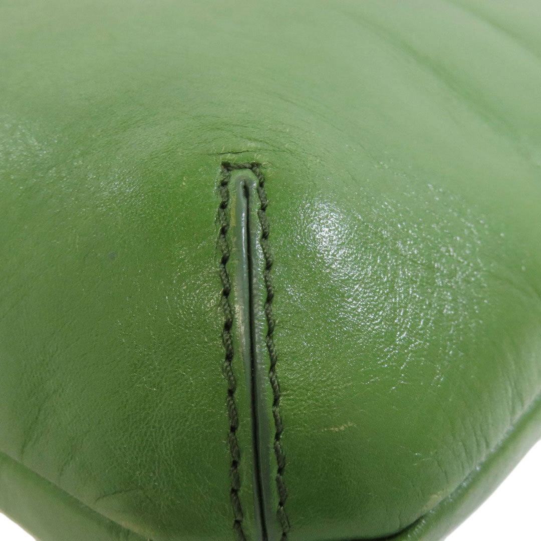 HIROFU Shoulder Bag leather green one belt 2WAY Women Used Authentic
