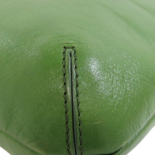 HIROFU Shoulder Bag leather green one belt 2WAY Women Used Authentic