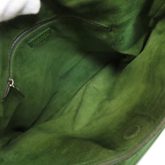 HIROFU Shoulder Bag leather green one belt 2WAY Women Used Authentic