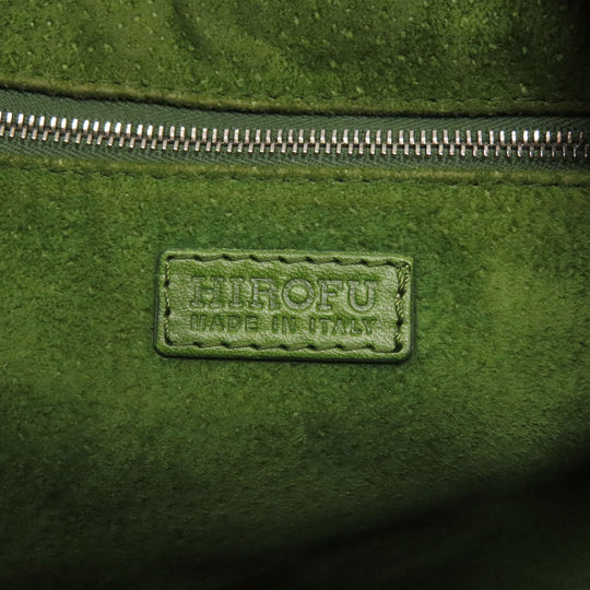 HIROFU Shoulder Bag leather green one belt 2WAY Women Used Authentic