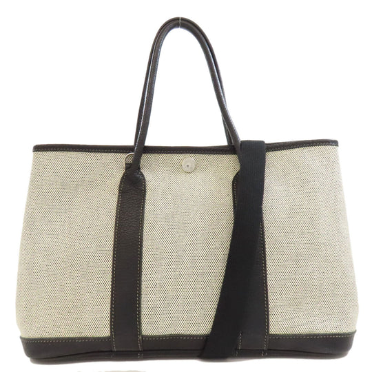 HERMES Tote Bag Tower ash gray Garden party TPM Women Used Authentic