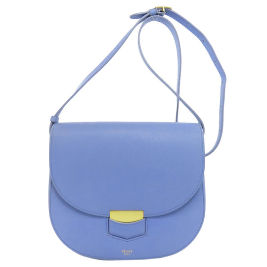 CELINE Shoulder Bag Calfskin Light blue logo