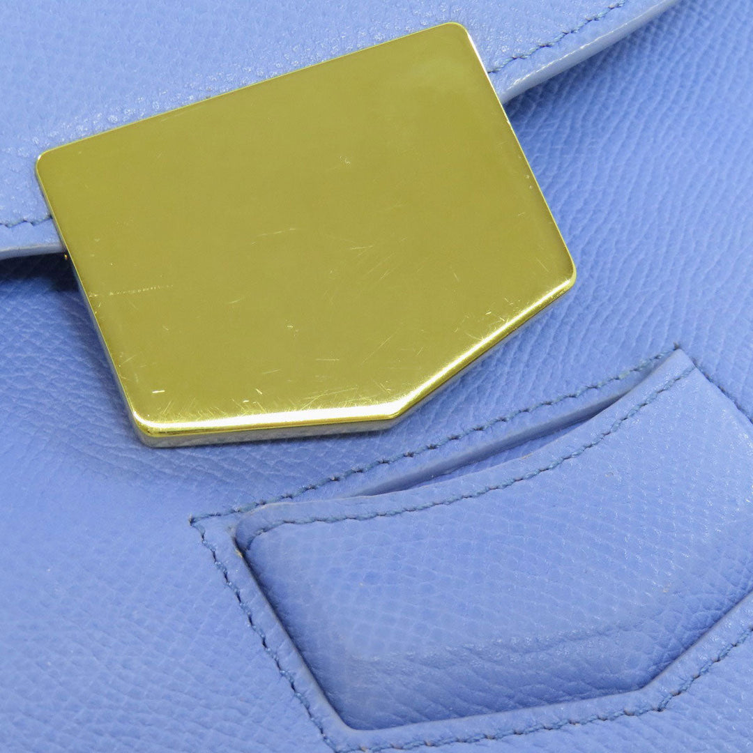 CELINE Shoulder Bag Calfskin Light blue logo