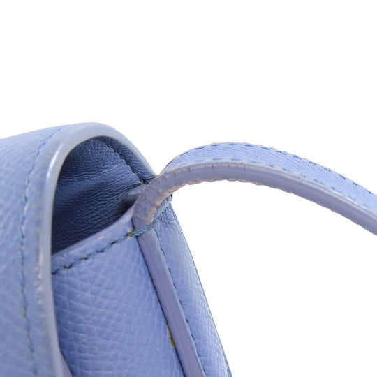 CELINE Shoulder Bag Calfskin Light blue logo