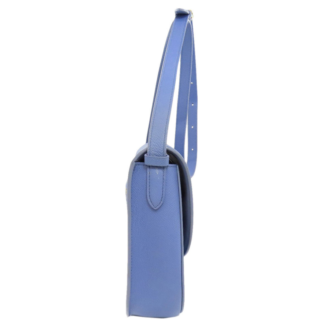 CELINE Shoulder Bag Calfskin Light blue logo
