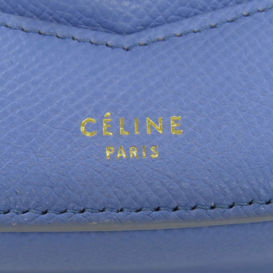 CELINE Shoulder Bag Calfskin Light blue logo