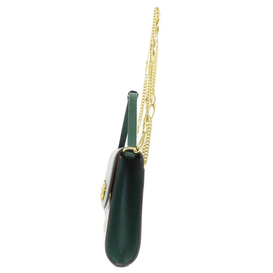 GUCCI Handbag 572375 Calfskin green Zumi ChainShoulder Women Used Authentic