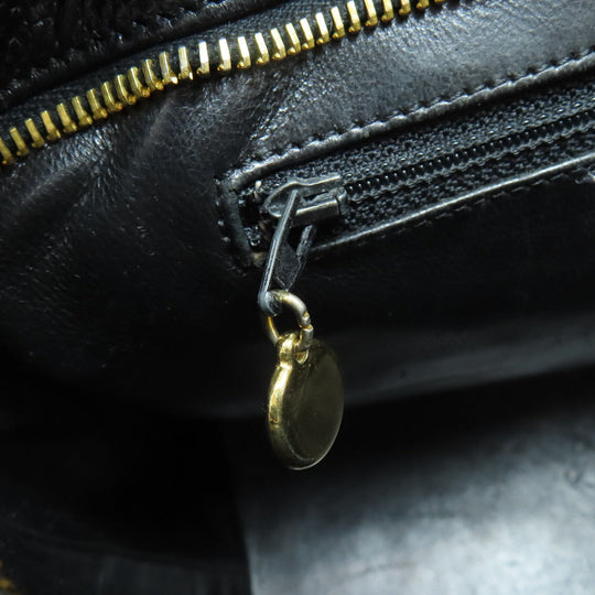 CHANEL Tote Bag Grained Calfskin Skin black Replica Tote Gold Metal Women Used Authentic