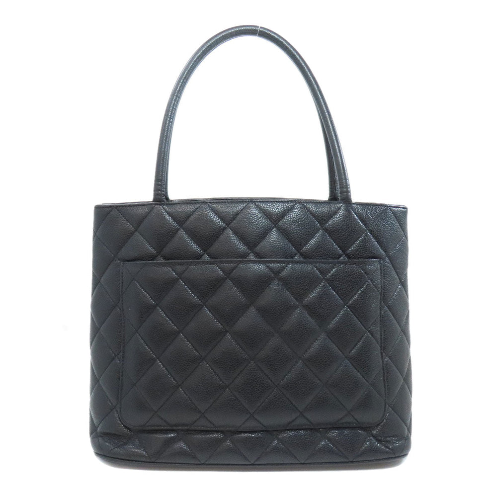 CHANEL Tote Bag Grained Calfskin Skin black Replica Tote Gold Metal Women Used Authentic