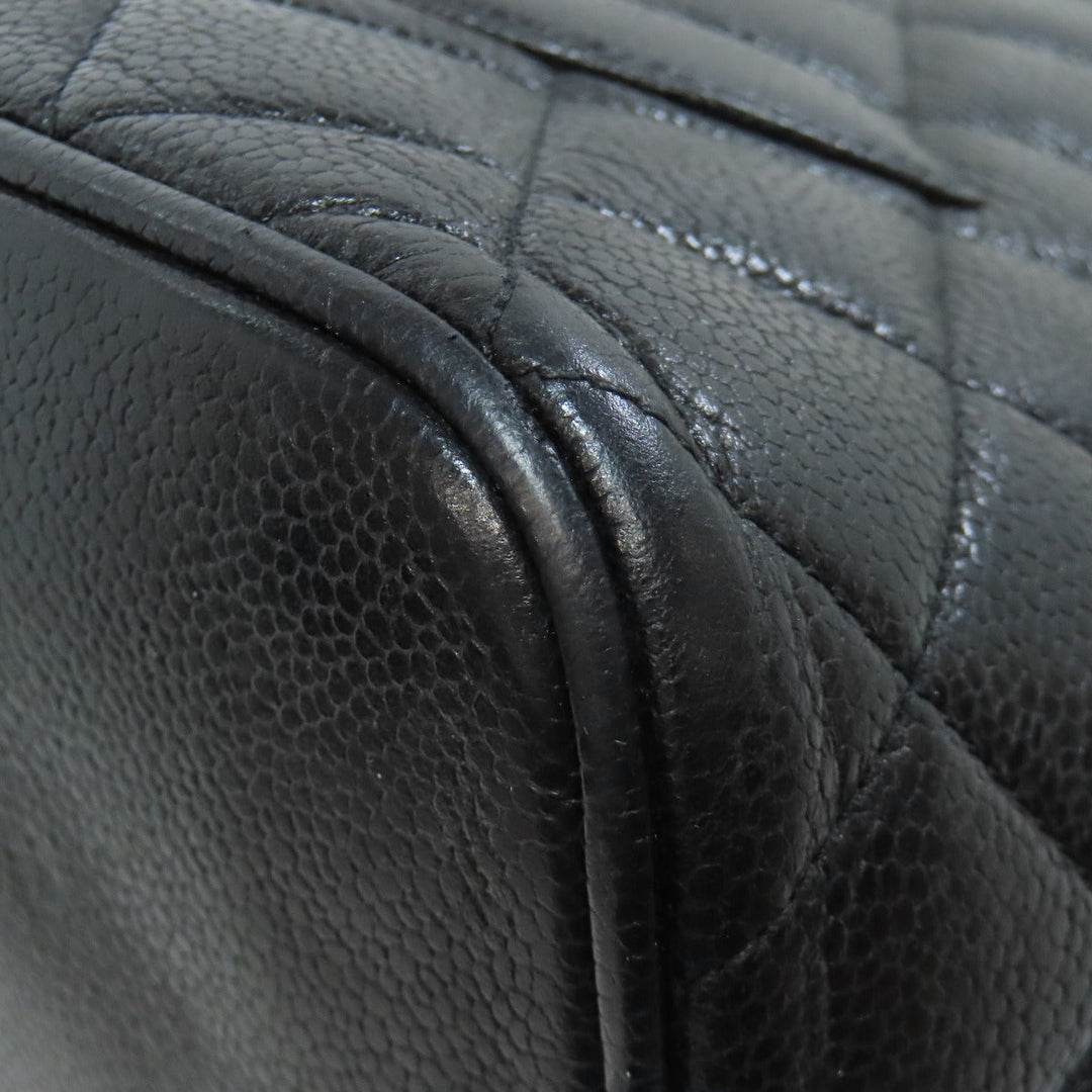 CHANEL Tote Bag Grained Calfskin Skin black Replica Tote Gold Metal Women Used Authentic