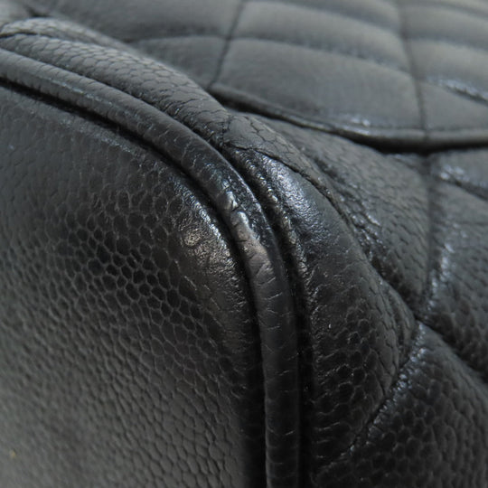 CHANEL Tote Bag Grained Calfskin Skin black Replica Tote Gold Metal Women Used Authentic