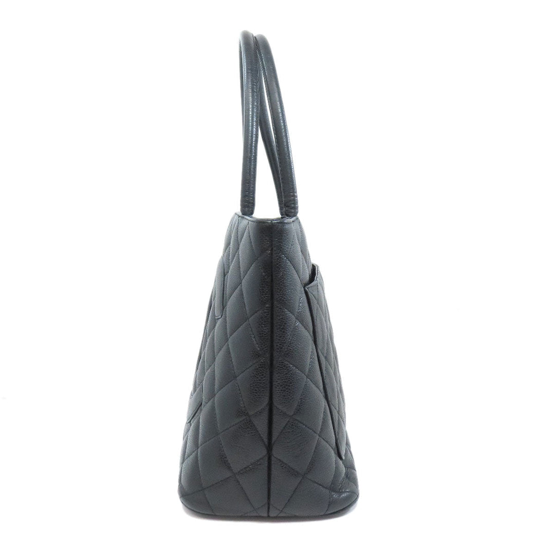 CHANEL Tote Bag Grained Calfskin Skin black Replica Tote Gold Metal Women Used Authentic