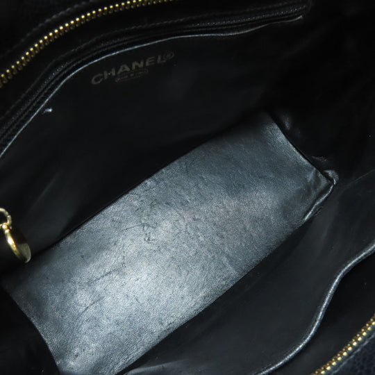 CHANEL Tote Bag Grained Calfskin Skin black Replica Tote Gold Metal Women Used Authentic