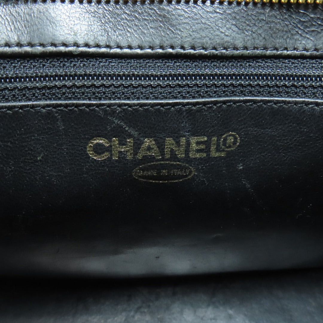 CHANEL Tote Bag Grained Calfskin Skin black Replica Tote Gold Metal Women Used Authentic