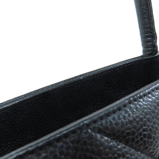 CHANEL Tote Bag Grained Calfskin Skin black Replica Tote Gold Metal Women Used Authentic