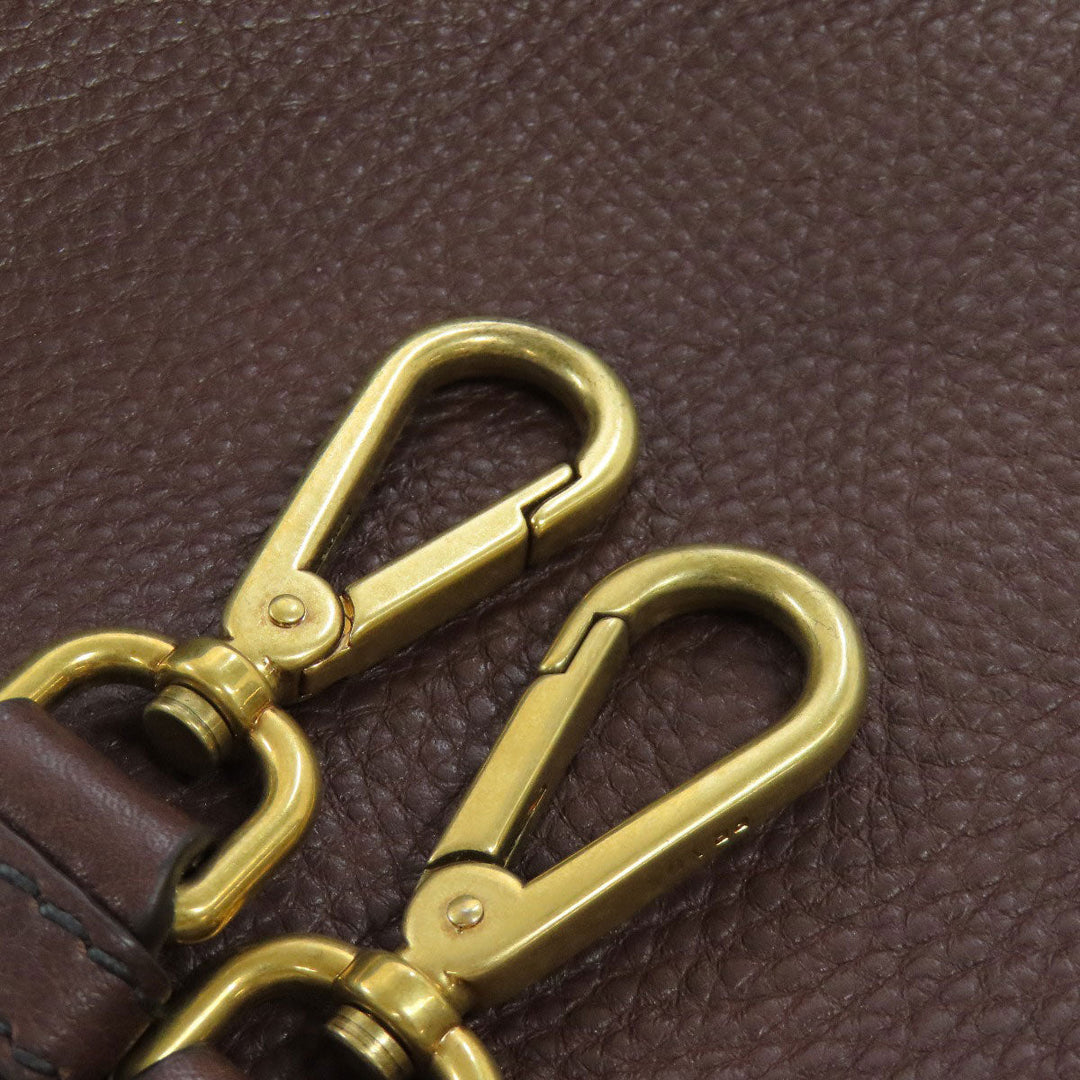 PRADA Tote Bag leather Brown logo Women Used Authentic