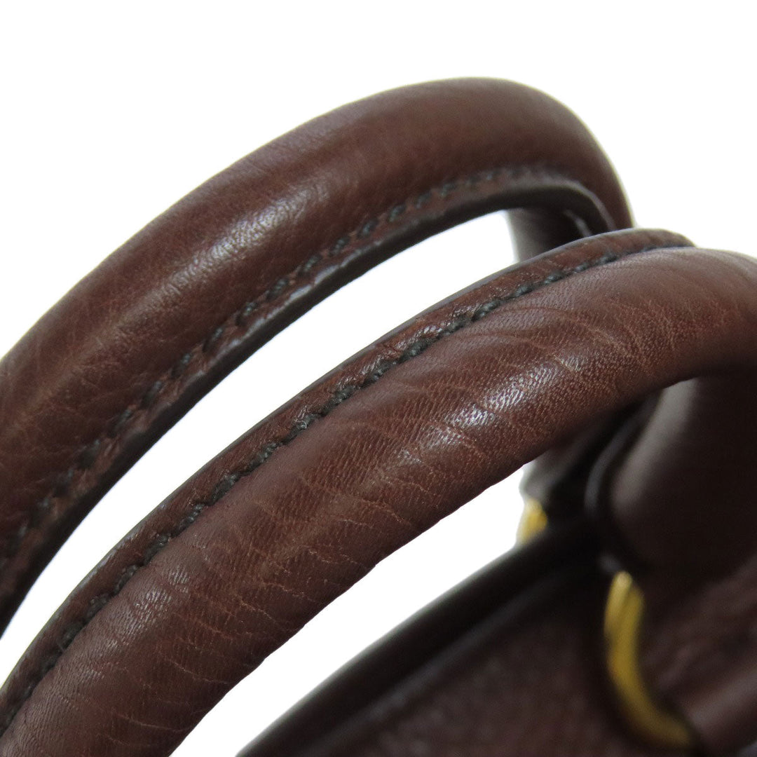 PRADA Tote Bag leather Brown logo Women Used Authentic
